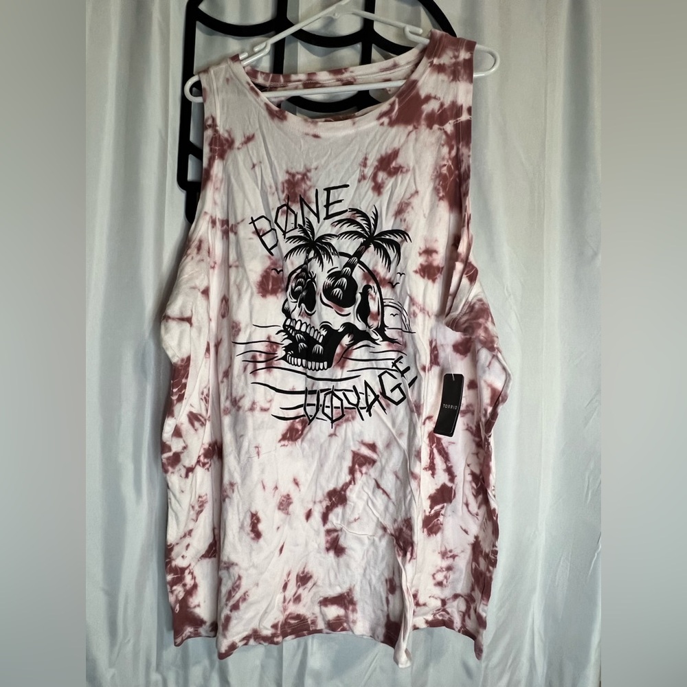 Torrid skull tiedie slashed back tank top